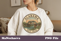 Us States Vintage Stamp PNG | Alabama Sublimation Design Product Image 1