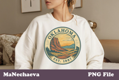 Us States Vintage Stamp PNG | Oklahoma Sublimation Design Product Image 1