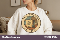 Us States Vintage Stamp PNG | Delaware Sublimation Design Product Image 1