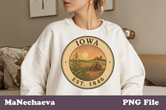 Us States Vintage Stamp PNG | Iowa Sublimation Design Product Image 1