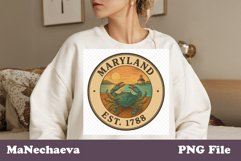Us States Vintage Stamp PNG | Maryland Sublimation Design Product Image 1
