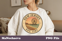 Us States Vintage Stamp PNG | New Jersey Sublimation Design Product Image 1