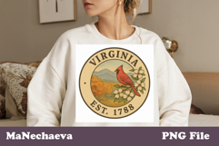 Us States Vintage Stamp PNG | Virginia Sublimation Design Product Image 1