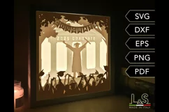 Layered graduation lightbox svg cut files download with paper cut college boy graduate celebrating design