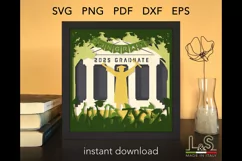 Layered graduation shadow box svg cut files download with paper cut college boy graduate celebrating design