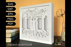 Layered graduation shadowbox svg cut files download with paper cut college boy graduate celebrating design
