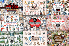 1800 Watercolor Clipart MEGA BUNDLE | Animals &amp; Party PNGs Product Image 3