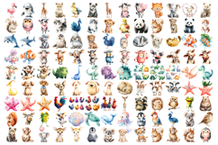 1800 Watercolor Clipart MEGA BUNDLE | Animals &amp; Party PNGs Product Image 5