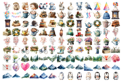 1800 Watercolor Clipart MEGA BUNDLE | Animals &amp; Party PNGs Product Image 6