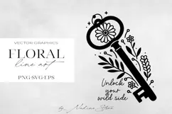 Floral Line Art Clipart | Wildflower SVG, PNG, EPS. Product Image 1