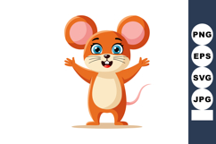 Cute happy cartoon mouse character with blue eyes and pink e Product Image 1