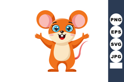 Cute cartoon mouse character with open arms and happy expres Product Image 1