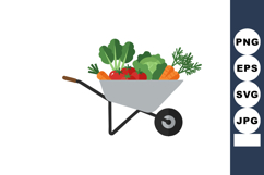 Wheelbarrow filled with fresh vegetables including tomatoes Product Image 1