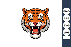 Tiger head roaring animal wild cat fierce predator vector il Product Image 1