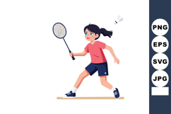 Girl Playing Badminton with Racket and Shuttlecock in Active Product Image 1