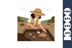 Archaeologist Excavating Ancient Artifacts at Dig Site with Product Image 1