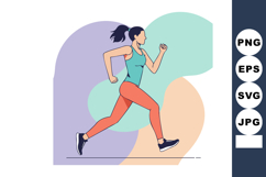Woman running exercise in athletic wear with colorful backgr Product Image 1
