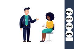 Male doctor consulting female patient in medical office vect Product Image 1