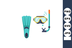 Snorkeling Equipment Vector Featuring Fins Mask and Snorkel Product Image 1