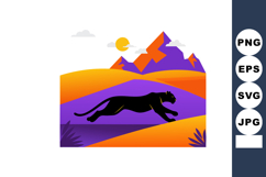 Black Panther Running Across Orange and Purple Landscape wit Product Image 1