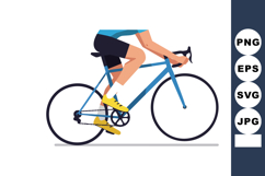Cyclist riding blue bicycle with yellow shoes active outdoor Product Image 1