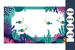 Underwater coral reef frame with tropical fish and colorful Product Image 1