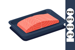 Fresh raw salmon fillet on black tray vector illustration fo Product Image 1
