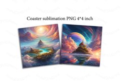 Unreal landscape coasters sublimation. Scenery printable png Product Image 1