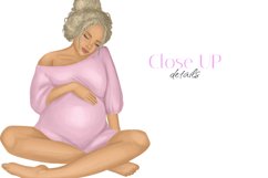 Watercolor Expectant womans clipart. Mom of a Baby girl set. Product Image 12
