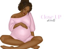 Watercolor Expectant womans clipart. Mom of a Baby girl set. Product Image 11