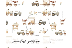 Wooden Cart Hay Bale Farm Wagon Barnyard Cow Sheep pattern Product Image 1