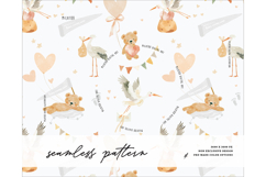 Nursery Baby Stork Teddybear Infant Newborn Crib pattern Product Image 1