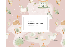 Unicorn Princess Magic Fairytale Crown Castle pattern pink Product Image 3