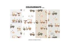 Wooden Cart Hay Bale Farm Wagon Barnyard Cow Sheep pattern Product Image 2