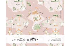 Unicorn Princess Magic Fairytale Crown Castle pattern pink Product Image 1