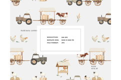 Wooden Cart Hay Bale Farm Wagon Barnyard Cow Sheep pattern Product Image 3