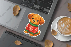 Puppy with Snowflake Sweater png stickers Product Image 1