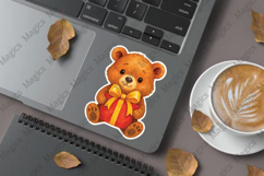 Bear Cub with Present png stickers Product Image 1