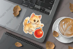 fluffy kitten batting png stickers Product Image 1
