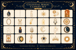 Celestial Boho Clipart, Moon and Stars PNG, Mystical Product Image 3