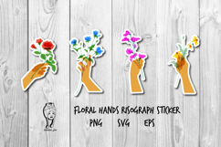 Floral hands Risograph sticker Product Image 1