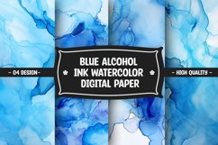 Blue alcohol ink watercolor digital paper Product Image 1
