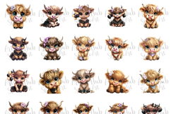 66 Cute Highland Cow Clipart PNG Bundle Product Image 4