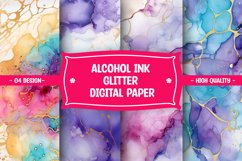 Glitter alcohol ink watercolor digital paper Product Image 1