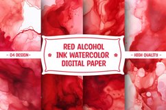 Red alcohol ink watercolor digital paper Product Image 1