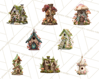 Cottagecore Birdhouse Clipart PNG, Whimsical Fairy Houses Product Image 3