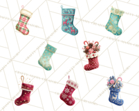 Christmas Stockings Clipart PNG, Festive Holiday Stockings Product Image 2