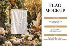 Fall PSD Smart Object 12 x 18 Garden Flag Mockup Product Image 1