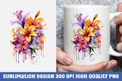 Watercolor floral mug sublimation design Product Image 1