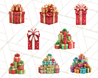 Christmas Gifts Clipart PNG, Realistic Holiday Presents Product Image 3